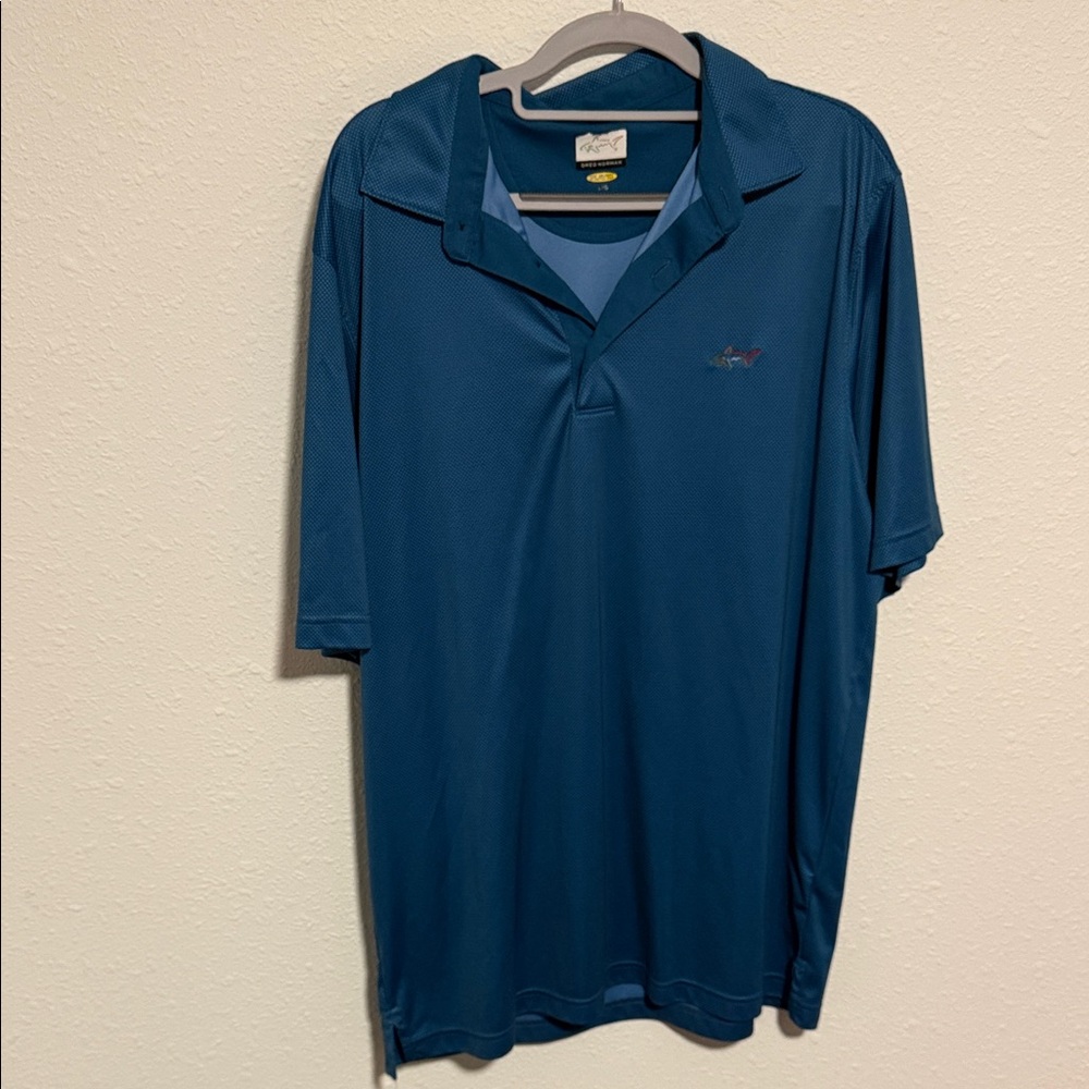 Greg Norman Collection Teal Patterned Polo Shirt